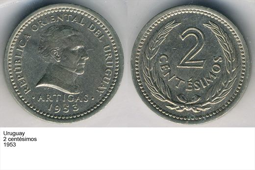 Uruguai - Centesimo 2 - 1953 - G6 A1 H03 L3C5
