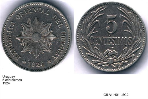 Uruguai - Centesimo 5 - 1924 - G5 A1 H01 L5C2