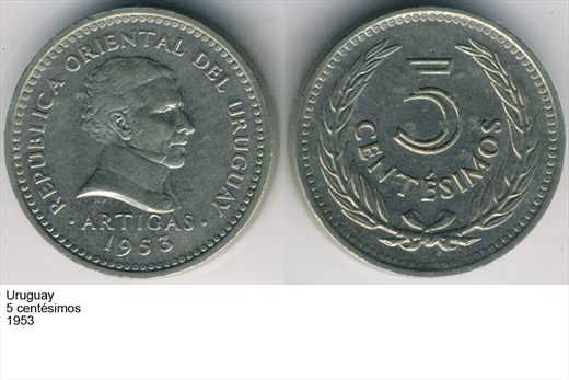 Uruguai - Centesimo 5 - 1953 - G6 A1 H03 L4C1