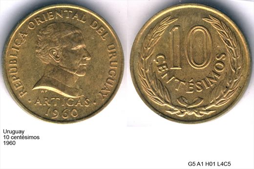 Uruguai - Centesimo 10 - 1960 - G5 A1 H01 L4C5