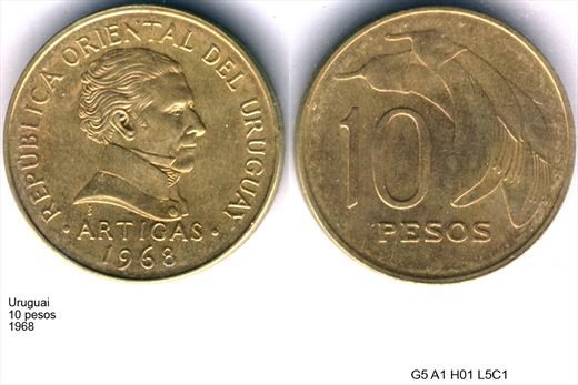 Uruguai - Peso 10 - 1968 - G5 A1 H01 L5C1