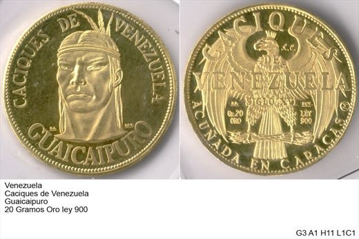 Venezuela - Caciques - Guaicaipuro - 20 Gramos Oro - G3 A1 H11