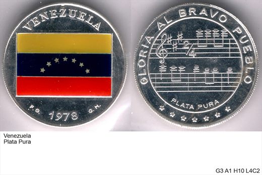 Venezuela - Medalha - Plata Pura - 1978 - G3 A1 H10 L4C2