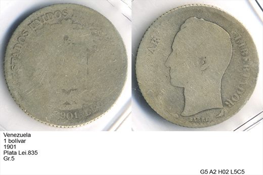 Venezuela - Bolivar 1 - 1901 - G5 A2 H02 L5C5