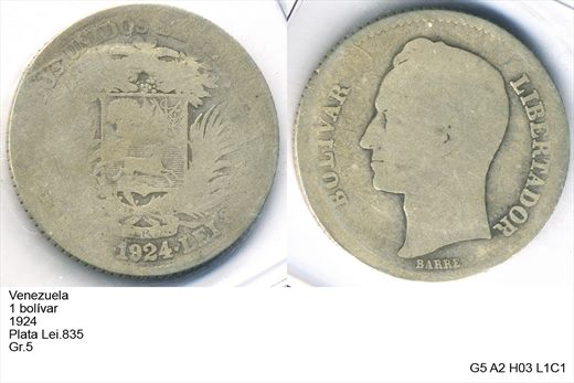 Venezuela - Bolivar 1 - 1924 - G5 A2 H03