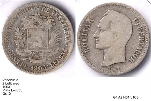 Venezuela - Bolivar 2 - 1903 - G4 A2 H01 L1C3