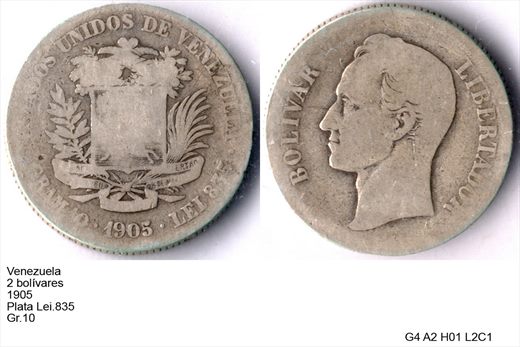 Venezuela - Bolivar 2 - 1905 - G4 A2 H01 L2C1