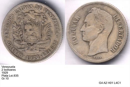 Venezuela - Bolivar 2 - 1929 - G4 A2 H01 L4C1