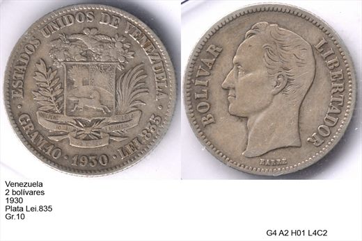 Venezuela - Bolivar 2 - 1930 - G4 A2 H01 L4C2
