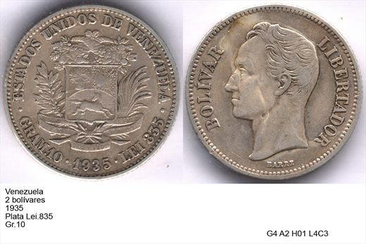 Venezuela - Bolivar 2 - 1935 - G4 A2 H01 L4C3