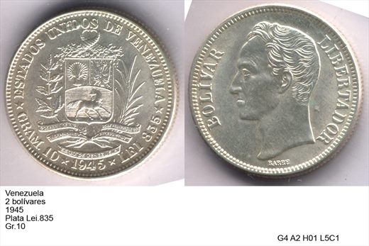 Venezuela - Bolivar 2 - 1945 - G4 A2 H01 L5C1