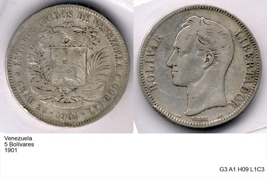 Venezuela - Bolivar 5 - 1901 - G3 A1 H09 L1C3