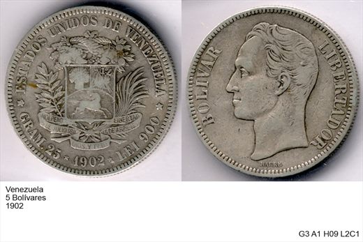 Venezuela - Bolivar 5 - 1902 - G3 A1 H09 L2C1