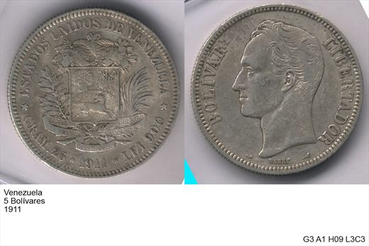 Venezuela - Bolivar 5 - 1911 - G3 A1 H09 L3C3