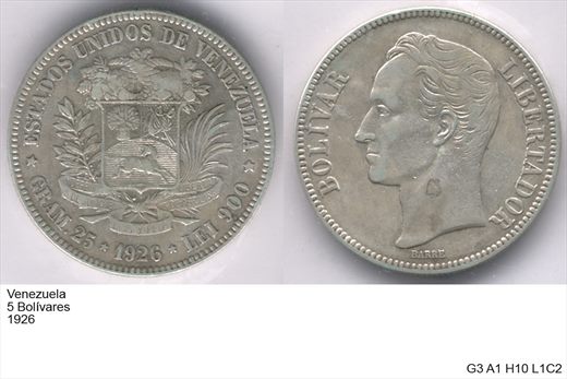 Venezuela - Bolivar 5 - 1926 - G3 A1 H10
