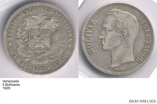 Venezuela - Bolivar 5 - 1929 - G3 A1 H10 L1C3