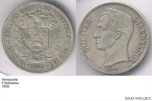 Venezuela - Bolivar 5 - 1935 - G3 A1 H10 L2C1