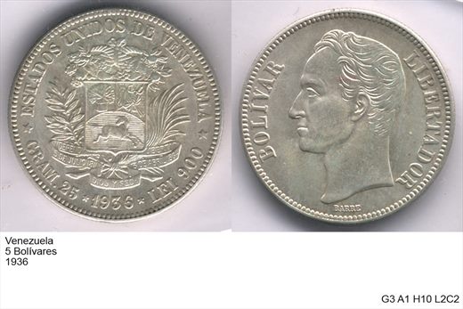 Venezuela - Bolivar 5 - 1936 - G3 A1 H10 L2C2