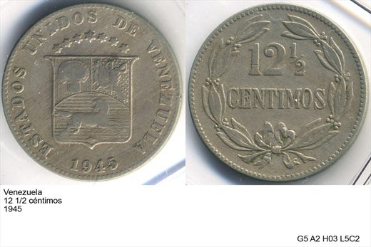 Venezuela - Centimo 12,5 - 1945 - G5 A2 H03 L5C2