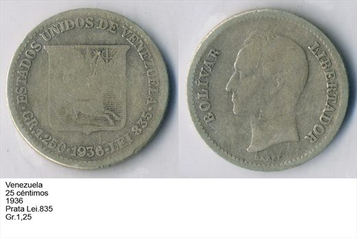 Venezuela - Centimo 25 - 1936 - G6 A2 H05 L2C1