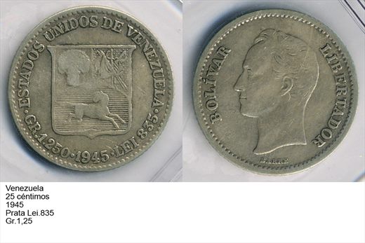 Venezuela - Centimo 25 - 1945 - G6 A2 H05 L2C3