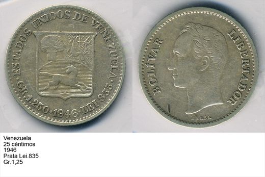 Venezuela - Centimo 25 - 1946 - G6 A2 H05 L2C4