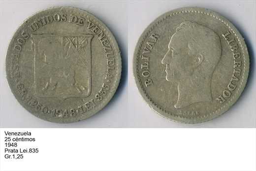 Venezuela - Centimo 25 - 1948 - G6 A2 H05 L2C5