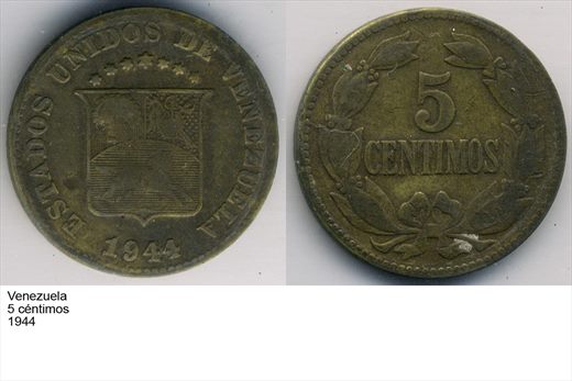Venezuela - Centimo 5 - 1944 - G6 A2 H05 L7C6