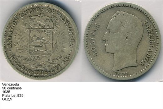 Venezuela - Centimo 50 - 1935 - G6 A2 H05 L4C4