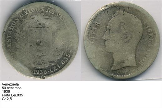 Venezuela - Centimo 50 - 1936 - G6 A2 H05 L4C5