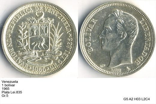 Venezuela - Bolivar 1 - 1965 - G5 A2 H03 L2C4