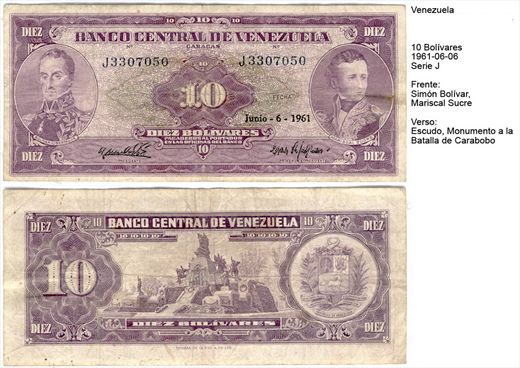 Venezuela - Bolivar 10 - 1961-06-06 - Serie J