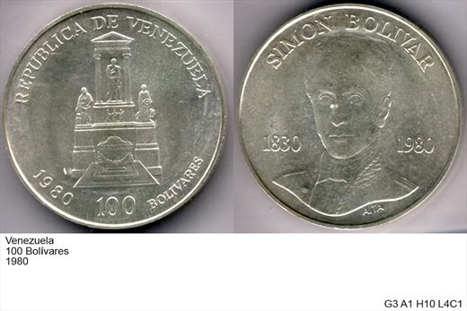 Venezuela - Bolivar 100 - 1980 - G3 A1 H10 L4C1