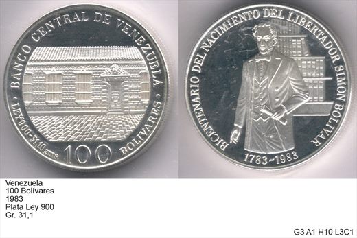 Venezuela - Bolivar 100 - 1983 - G3 A1 H10 L3C1