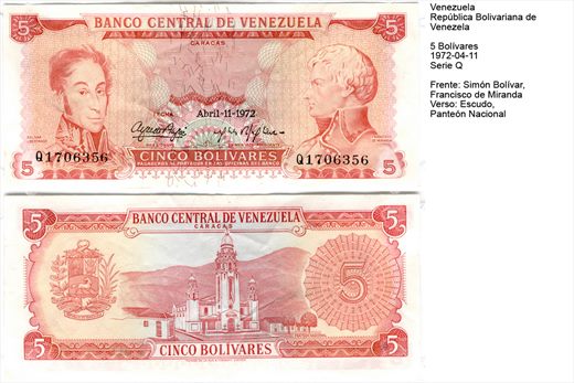 Venezuela - Bolivar 5 - 1972-04-11 - Serie Q