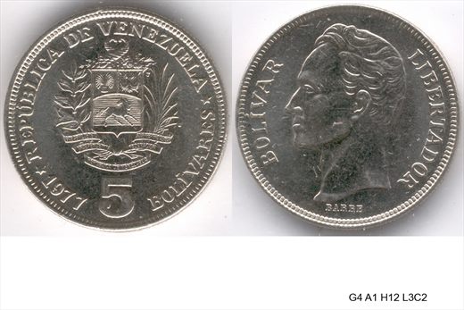 Venezuela - Bolivar 5 - 1977 - G4 A1 H12 L3C2