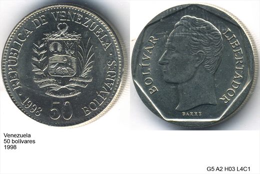 Venezuela - Bolivar 50 - 1998 - G5 A2 H03 L4C1