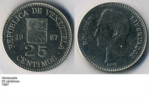Venezuela - Centimo 25 - 1987 - G6 A2 H05 L3C5