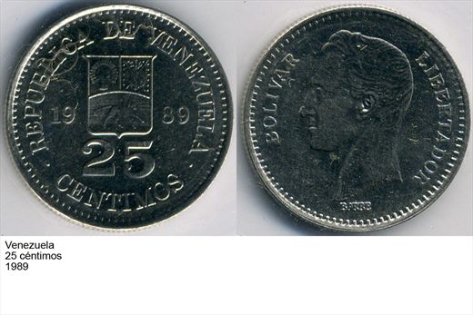 Venezuela - Centimo 25 - 1989 - G6 A2 H05 L3C6