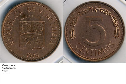 Venezuela - Centimo 5 - 1976 - G6 A2 H06 L2C3
