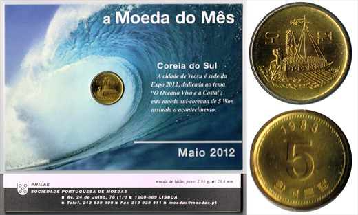 Coreia do Sul - Won 5 - 1983 Moeda do mes maio 2012