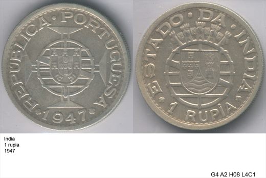 India - Rupia 1 - 1947 - G4 A2 H08 L4C1