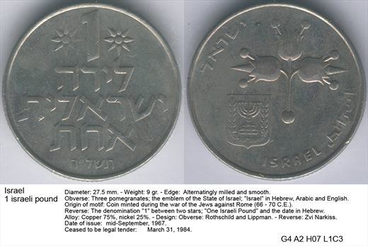 Israel - Israeli Pound 1 - G4 A2 H07 L1C3