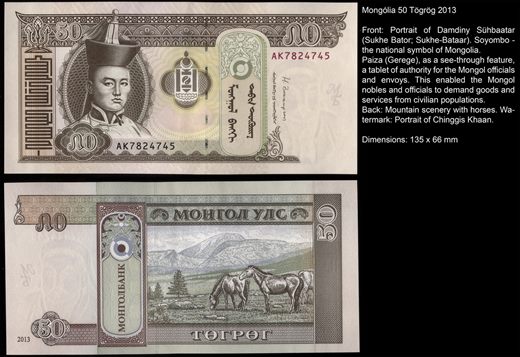 Mongolia - togrot 50 - 2013