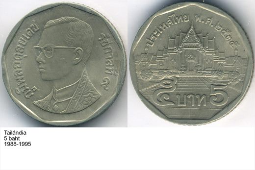 Tailandia - Baht 5 - (1988-1995) - G5 A2 H12 L4C4