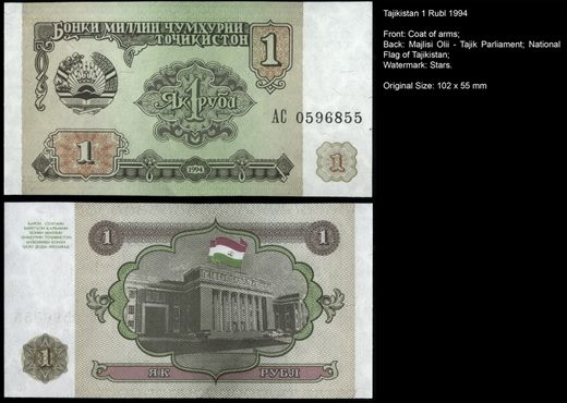 Tajiquistao - Rublo 1 - 1994