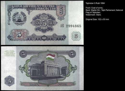 Tajiquistao - Rublo 5 - 1994