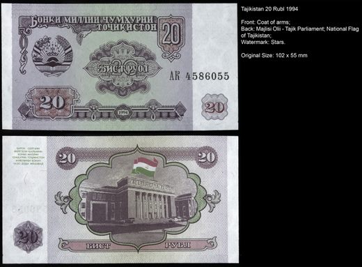 Tajiquistao - Rublo 20 - 1994