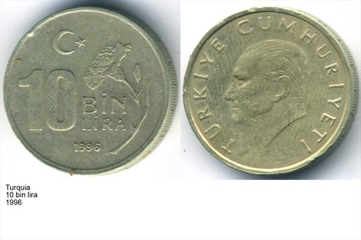 Turquia - Bin Lira 10 - 1996 - G5 A3 H03 L2C1