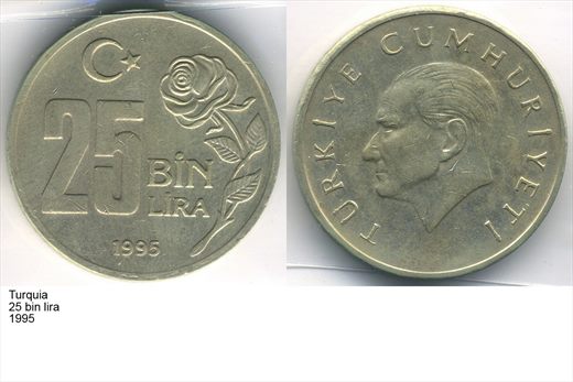 Turquia - Bin Lira 25 - 1995 - G5 A3 H02 L6C4